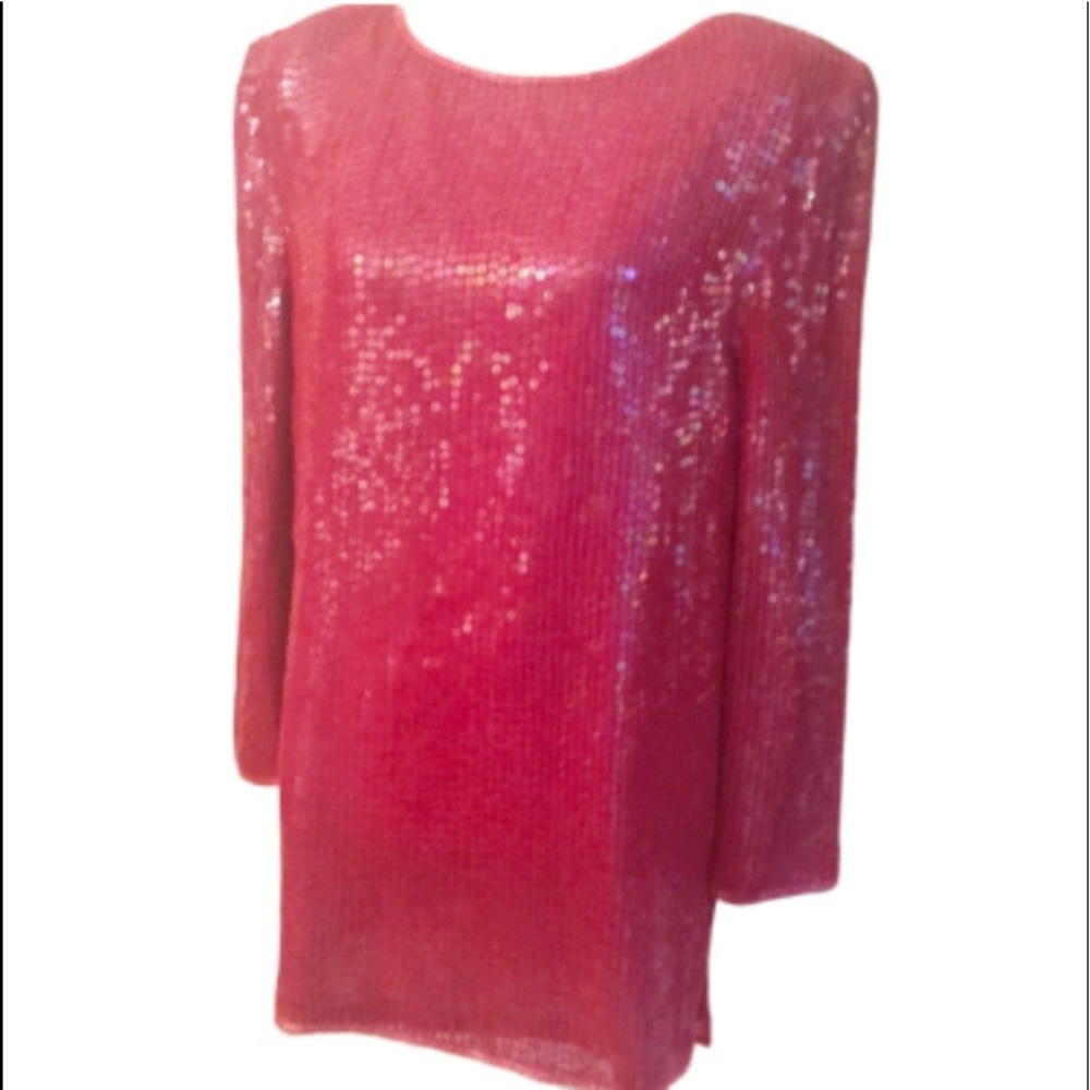 Vintage Harrison Morgan hot pink Sequins t…